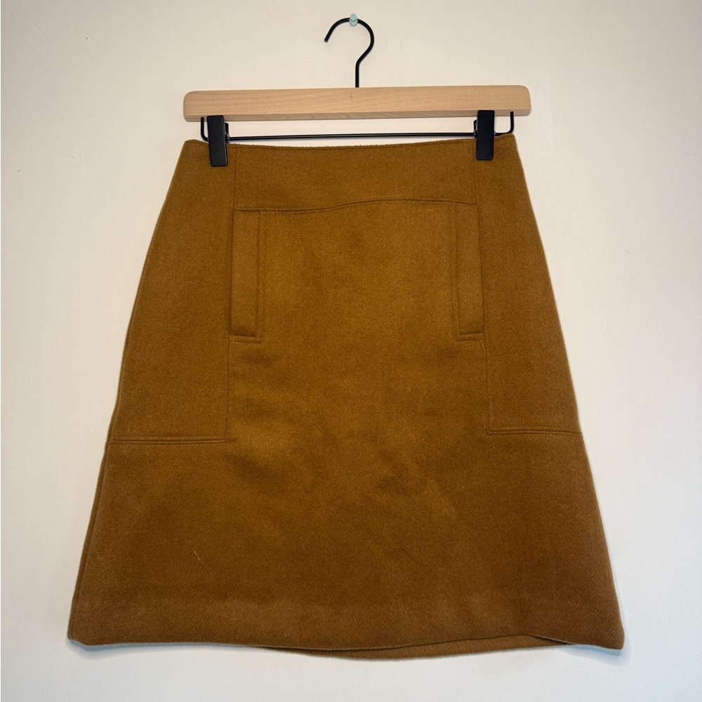 Ann Taylor LOFT Wool Blend Mini Skirt Camel Brown Sz 0 Lined Preppy Academia NWT